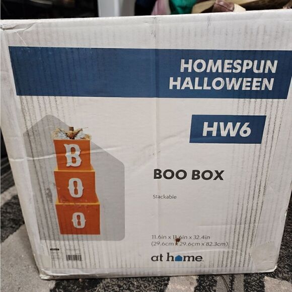 Nib Wooden Orange Halloween "Boo" Stacking Boxes Decor - Picture 3 of 3